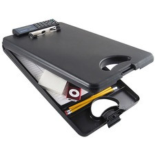Saunders DeskMate II Portable Desktop with Calculator - Storage for Stationary - Bottom Opening - 10" x 16" - Low-profile - Polypropylene - Black - 1 Each