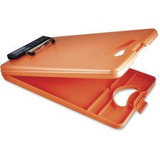 Saunders DeskMate II 00543 Portable Storage Clipboard - 0.50" Clip Capacity - Storage for Stationary - Bottom Opening - 10" x 16" - Low-profile - Polypropylene - Tangerine - 1 Each