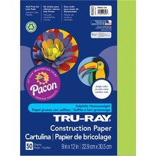 Tru-Ray Construction Paper - Project, Bulletin Board - 12"Width x 9"Length - 50 / Pack - Brilliant Lime - Sulphite