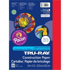 Tru-Ray Construction Paper - 12"Width x 9"Length - 50 / Pack - Festive Red