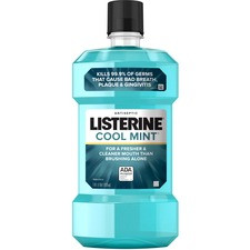 LISTERINE Cool Mint Antiseptic Mouthwash - For Bad Breath, Cleaning - Cool Mint - 1.06 quart - 6 / Carton