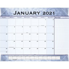 At-A-Glance Monthly Desk Pad - Julian Dates - Monthly - 1 Year - January 2023 till December 2023 - 1 Month Single Page Layout - 22" x 17" Sheet Size - 2.43" x 2.25" Block - Desk Pad - Blue - Poly, Paper - 1 Each