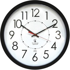 Chicago Lighthouse 14.5" Black Electric Wall Clock - Analog - Electric - White Main Dial - Black - Contemporary Style