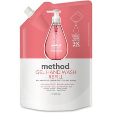 Method Gel Hand Soap Refill - Pink Grapefruit Scent - 33.8 fl oz (1000 mL) - Squeeze Bottle Dispenser - Hand - Light Pink - Triclosan-free, Paraben-free, Phosphate-free - 1 Each