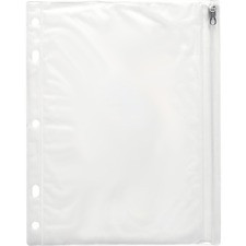 Business Source Punched Economy Binder Pocket - 10" Height x 8" Width - 7 x Holes - Ring Binder - Clear - Plastic - 1 Each