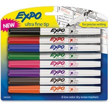Expo Low Odor Markers - Ultra Fine Marker Point - Assorted - 8 / Set