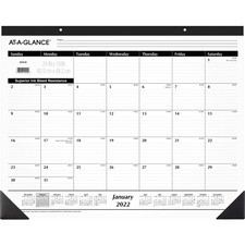 At-A-Glance Classic Monthly Desk Pad - Monthly - 1 Year - January 2023 till December 2023 - 1 Month Single Page Layout - 24" x 19" Sheet Size - Desktop - White - Paper - Non-refillable - 1 Each