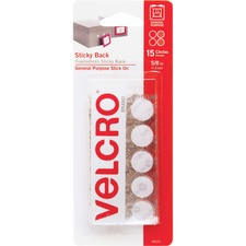 VELCRO 90070 General Purpose Sticky Back - 0.62" Length x 0.62" Width - 15 / Carton - White