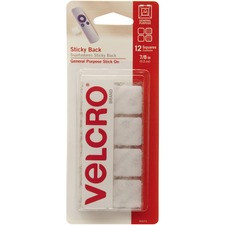 VELCRO 90073 General Purpose Sticky Back - 0.88" Length x 0.88" Width - 12 / Carton - White