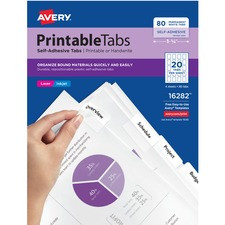 Avery Printable Repositionable Tabs - 80 Tab(s)1.75" Tab Width - Permanent - Paper Divider - White Paper Tab(s) - 80 / Pack