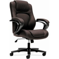 HON Chair - Brown Seat - Black Vinyl Back - Black Frame - High Back - 5-star Base - Brown