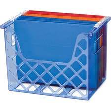 Officemate Blue Glacier Desktop File Organizer - 10.8" Height x 13.3" Width x 8.6" Depth - Desktop - Compact, Portable - Transparent Blue - 1 Each