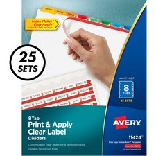 Avery Index Maker Index Divider - 200 x Divider(s) - 8 - 8 Tab(s)/Set - 8.5" Divider Width x 11" Divider Length - 3 Hole Punched - White Paper Divider - Multicolor Paper Tab(s) - 25 / Set