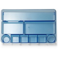 Officemate Blue Glacier 9-Compartment Drawer Tray - 9 Compartment(s) - 1.1" Height x 14" Width x 9" Depth - Desktop - Transparent Blue - 1 Each