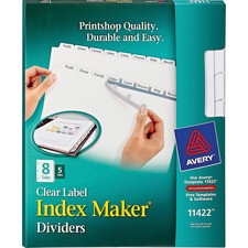 Avery Print & Apply Clear Label Dividers - Index Maker Easy Peel Printable Labels - 8 Blank Tab(s) - 8 Tab(s)/Set - 8.5" Divider Width x 11" Divider Length - Letter - White Divider - White Tab(s) - 5 / Pack