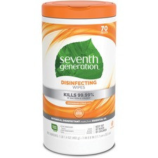 Seventh Generation Disinfecting Cleaner - Wipe - Lemongrass Citrus Scent - 7" Width x 8" Length - 70 / Canister - 6 / Carton