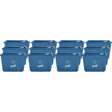 Genuine Joe 14-Gallon Recycling Bin - 14 gal Capacity - Rectangular - Yes - 14.5" Height x 19.5" Width x 15.4" Depth - Plastic - Blue - 12 / Carton