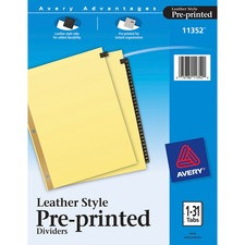 Avery Preprinted Tab Dividers - Gold Reinforced Edge - 31 x Divider(s) - Printed Tab(s) - Digit - 1-31 - 31 Tab(s)/Set - 8.5" Divider Width x 11" Divider Length - Letter - 3 Hole Punched - Buff Paper Divider - Black Leather Tab(s) - 31 / Set