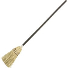 Rubbermaid Commercial Wood Handle Lobby Corn Broom - Corn Fiber Bristle - 12" Brush Face - Wood Handle - 12 / Carton