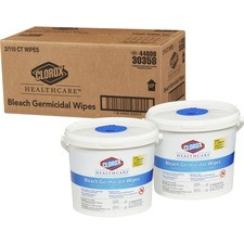 Clorox Healthcare Bleach Germicidal Wipes - Ready-To-Use Wipe - 110 / Canister - 2 / Carton - White