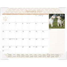 At-A-Glance Puppies Monthly Desk Pad - Julian Dates - Monthly - 1 Year - January 2023 till December 2023 - 1 Month Single Page Layout - 22" x 17" Sheet Size - Desktop - White - Paper - Full-color Photos of Puppies - 1 Each