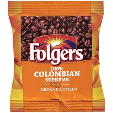 Folgers Ground 100% Colombian Supreme Coffee - Dark/Bold - 1.8 oz Per Bag - 42 / Carton