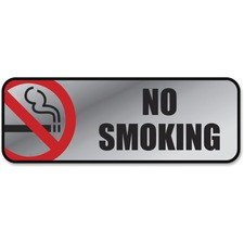 COSCO No Smoking Image/Message Sign - 1 Each - No Smoking Print/Message - 9" Width x 3" Height - Rectangular Shape - Metal - Black