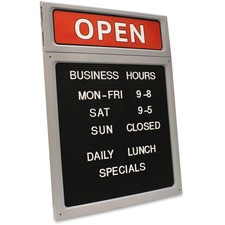 COSCO Custom Message Sign - 1 Each - Business Hour Print/Message - 15" Width x 20.5" Height - Rectangular Shape - Plastic - White
