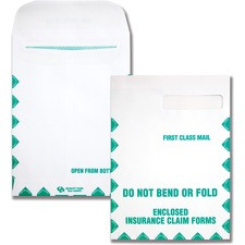 Quality Park Do Not Bend Insurance Claim Envelopes - Single Window - 9" Width x 12 1/2" Length - 28 lb - Self-sealing - Wove - 100 / Box - White
