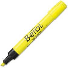 Berol Chisel Tip Water-based Highlighters - Chisel Marker Point Style - Fluorescent Yellow Water Based Ink - Fluorescent Yellow Barrel - 1 Each