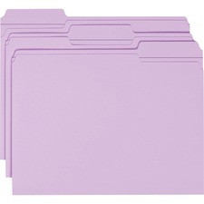 Smead Colored 1/3 Tab Cut Letter Recycled Top Tab File Folder - 8 1/2" x 11" - 3/4" Expansion - Top Tab Location - Assorted Position Tab Position - Lavender - 10% Recycled - 100 / Box