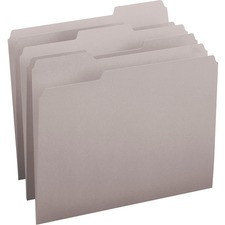 Smead Colored 1/3 Tab Cut Letter Recycled Top Tab File Folder - 8 1/2" x 11" - 3/4" Expansion - Top Tab Location - Assorted Position Tab Position - Gray - 10% Recycled - 100 / Box