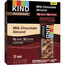 KIND Milk Chocolate Nut Bars - Low Sodium, Gluten-free, Individually Wrapped, Low Glycemic - Milk Chocolate, Almond, Peanut - 12 / Box
