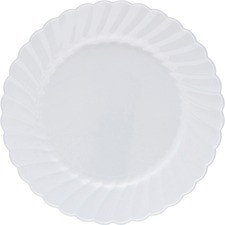 Classicware WNA Comet Heavyweight Plastic White Plates - Disposable - White - Plastic Body - 12 / Pack