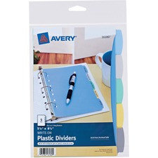 Avery Mni Durable Write-on Dividers - 5 x Divider(s) - Write-on Tab(s) - 5 - 5 Tab(s)/Set - 5.5" Divider Width x 8.50" Divider Length - 7 Hole Punched - Multicolor Plastic Divider - Multicolor Plastic Tab(s) - 5 / Set