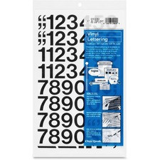Chartpak Permanent Adhesive Vinyl Numbers - 44 x Numbers Shape - Self-adhesive - 1" Height x 12" Length - Black - Vinyl - 1 / Pack