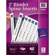 Avery(R) Binder Spine Inserts, 1 Inch Binders, 40 Inserts (89103) - Avery(R) Binder Spine Inserts, For 1 Inch Ring Binders with 1.4" Spine Width, 40 Cardstock View Binder Spine ID Inserts (89103)