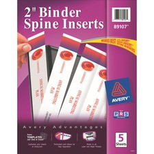 Avery(R) Binder Spine Inserts, 2 Inch Binders, 20 Inserts (89107) - Avery(R) Binder Spine Inserts, For 2 Inch Ring Binders with 1.4" Spine Width, 20 Cardstock View Binder Spine ID Inserts (89107)