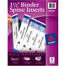 Avery(R) Binder Spine Inserts, 1-1/2 Inch Binders, 25 Inserts (89105) - Avery(R) Binder Spine Inserts, For 1-1/2 Inch Ring Binders with 1.4" Spine Width, 25 Cardstock View Binder Spine ID Inserts (89105)