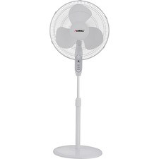 Lorell Remote Oscillating Floor Fan - 3 Blades - 16" Diameter - 3 Speed - Oscillating, Timer-off Function, Remote - 48" Height x 4.7" Width x 18.3" Depth - Plastic Blade - White