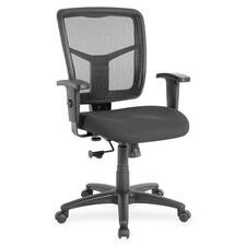 Lorell Managerial Mesh Mid-back Chair - Black Fabric Seat - Black Back - Black Frame - 5-star Base - Black - 1 Each