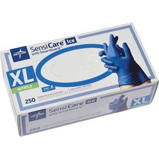 Medline SensiCare Ice Blue Nitrile Exam Gloves - X-Large Size - Blue - Powder-free, Comfortable, Durable, Beaded Cuff, Latex-free, Non-sterile, Textured Fingertip, Chemical Resistant - For Medical - 230 / Box - 9.50" Glove Length