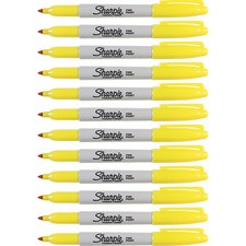 Sharpie Fine Point Permanent Marker - Fine Marker Point - Yellow Alcohol Based Ink - 12 / Box