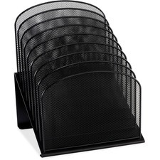 Safco Onyx Wire Mesh Desktop Organizer - 8 Compartment(s) - 1" - 14" Height x 11.8" Width x 10.8" Depth - Desktop - Black - Steel - 1 Each