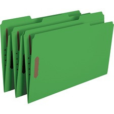 Smead Colored 1/3 Tab Cut Legal Recycled Fastener Folder - 8 1/2" x 14" - 3/4" Expansion - 2 x 2K Fastener(s) - 2" Fastener Capacity for Folder - Top Tab Location - Assorted Position Tab Position - Green - 10% Recycled - 50 / Box
