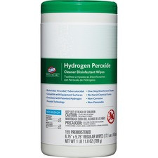 Clorox Healthcare Hydrogen Peroxide Cleaner Disinfectant Wipes - Wipe - 155 / Canister - 1 Each - White