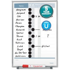Quartet Matrix 15-employee In/Out Board - 16" Height x 11" Width - White Natural Cork Surface - Magnetic, Durable - Silver Frame - 1 / Each