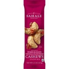 Sahale Snacks Folgers Pomegranate/Vanilla Cashews Glazed Snack Mix - Non-GMO, Gluten-free - Cashew, Pomegranate, Vanilla - 1.50 oz - 18 / Carton