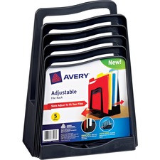 Avery Five Slot Plastic Adjustable File Rack - 5 Compartment(s) - 11.5" Height x 8" Width x 10.5" Depth - Desktop - Adjustable, Expandable, Durable - Black - Plastic - 1 Each