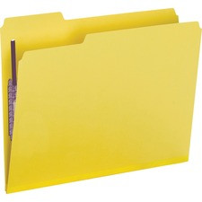 Smead Colored 1/3 Tab Cut Letter Recycled Fastener Folder - 8 1/2" x 11" - 2" Expansion - 2 x 2S Fastener(s) - 2" Fastener Capacity for Folder - Top Tab Location - Assorted Position Tab Position - Pressboard - Yellow - 100% Recycled - 25 / Box